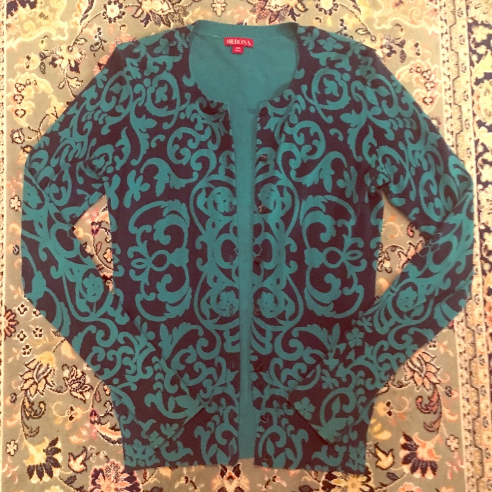 Navy and Teal Cardigan.